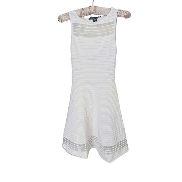 French Connection Illusion Fit & Flare Crepe Knit Mini Dress White 2 Classic - Picture 5 of 14